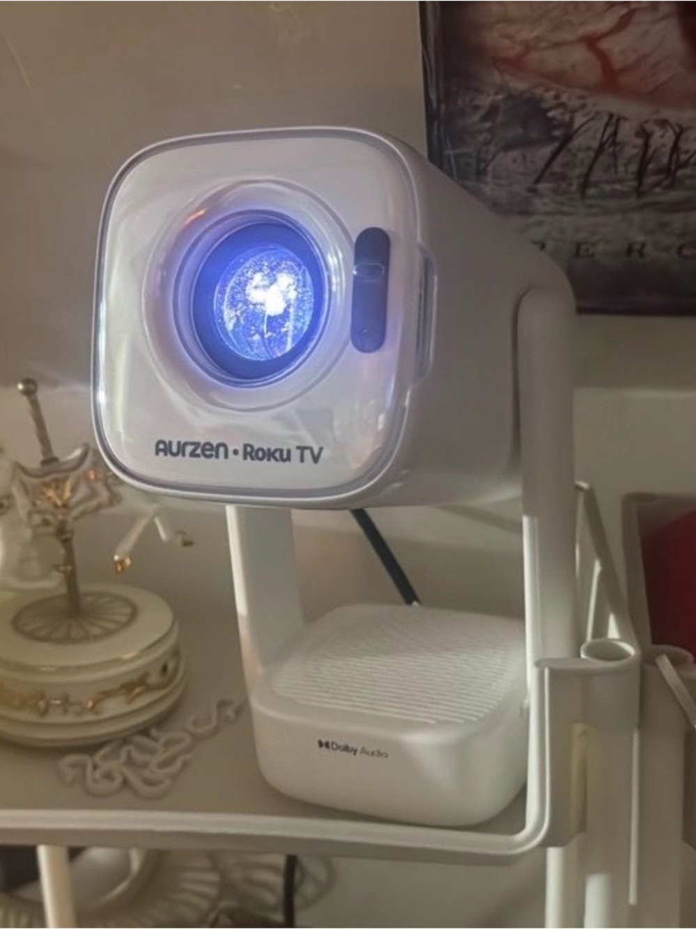 Aurzen Roku TV White Portable Projector - White